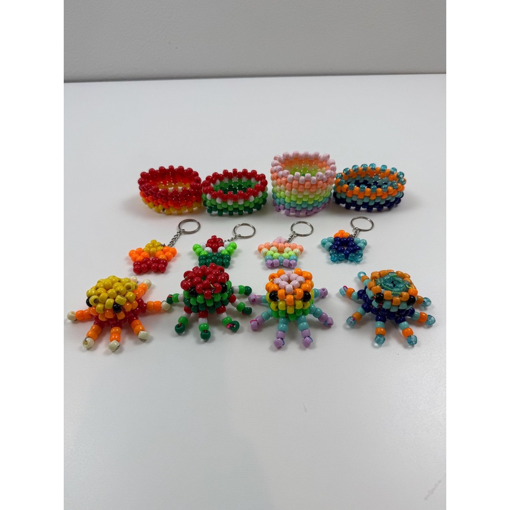Handmade Kandi‎ Beads Octopus Star Keychain Ring Set